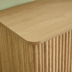 Fluted Wide Modern 3 Drawers Nightstand & Side Table Set of 2