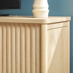 Flynn Scandinavian Reeded TV Stand with Storage