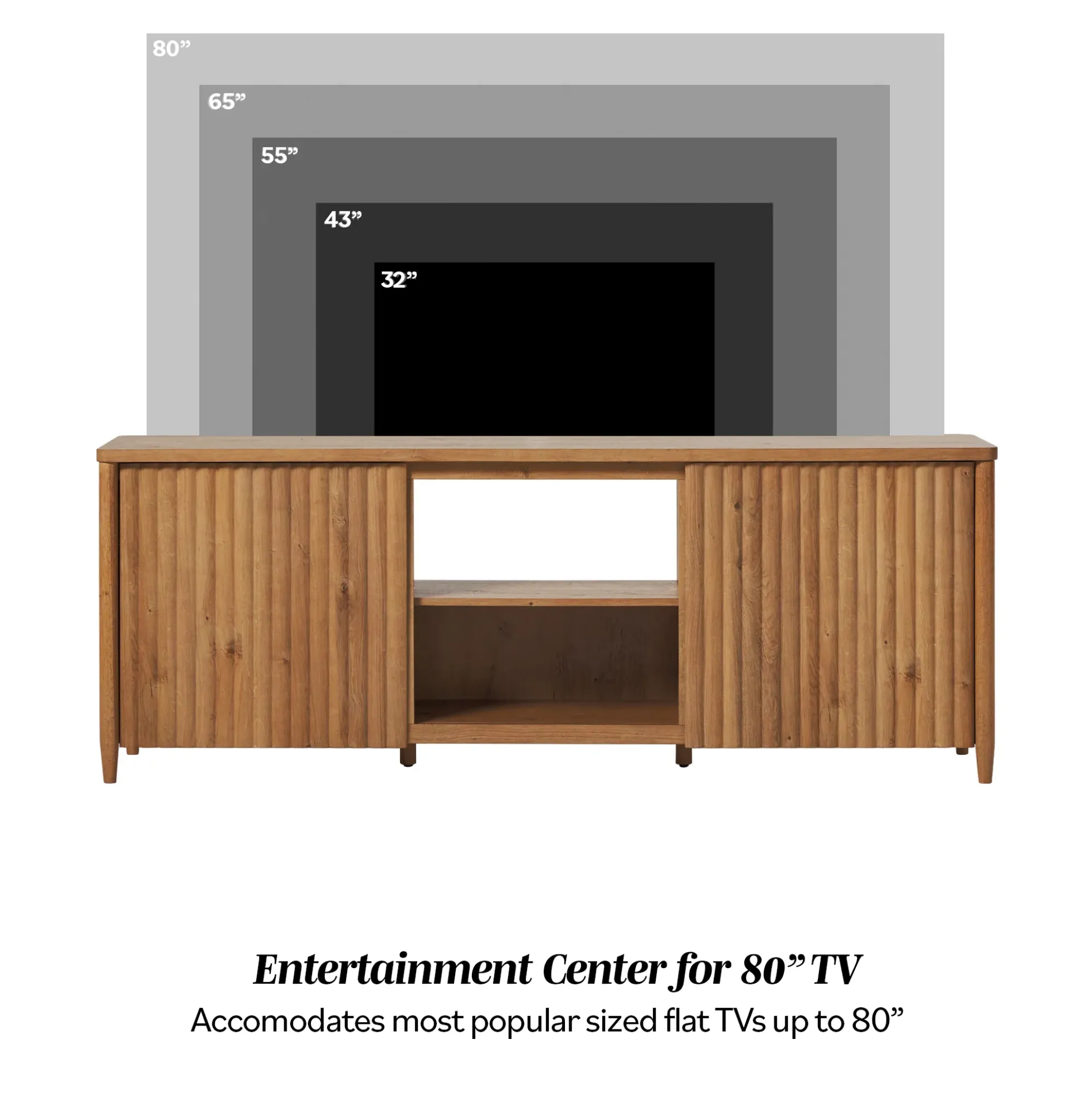 Flynn Scandinavian Reeded TV Stand with Storage