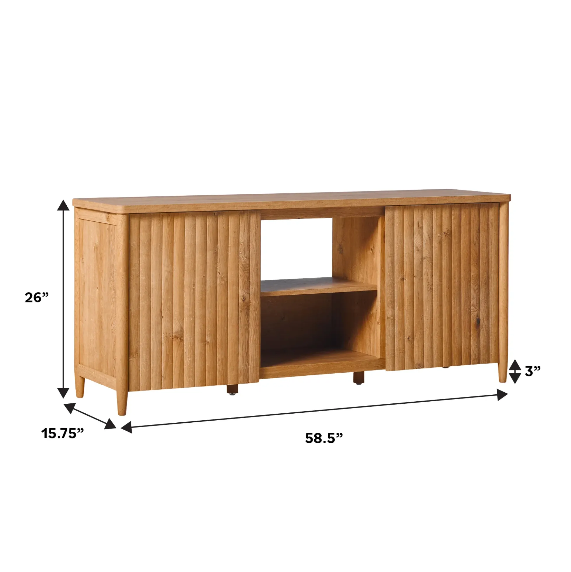 Flynn Scandinavian Reeded TV Stand with Storage