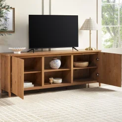 Flynn Scandinavian Reeded TV Stand with Storage