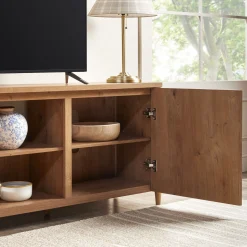 Flynn Scandinavian Reeded TV Stand with Storage