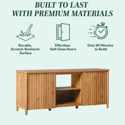 Flynn Scandinavian Reeded TV Stand with Storage