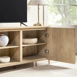 Flynn Scandinavian Reeded TV Stand with Storage