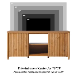 Flynn Scandinavian Reeded TV Stand with Storage