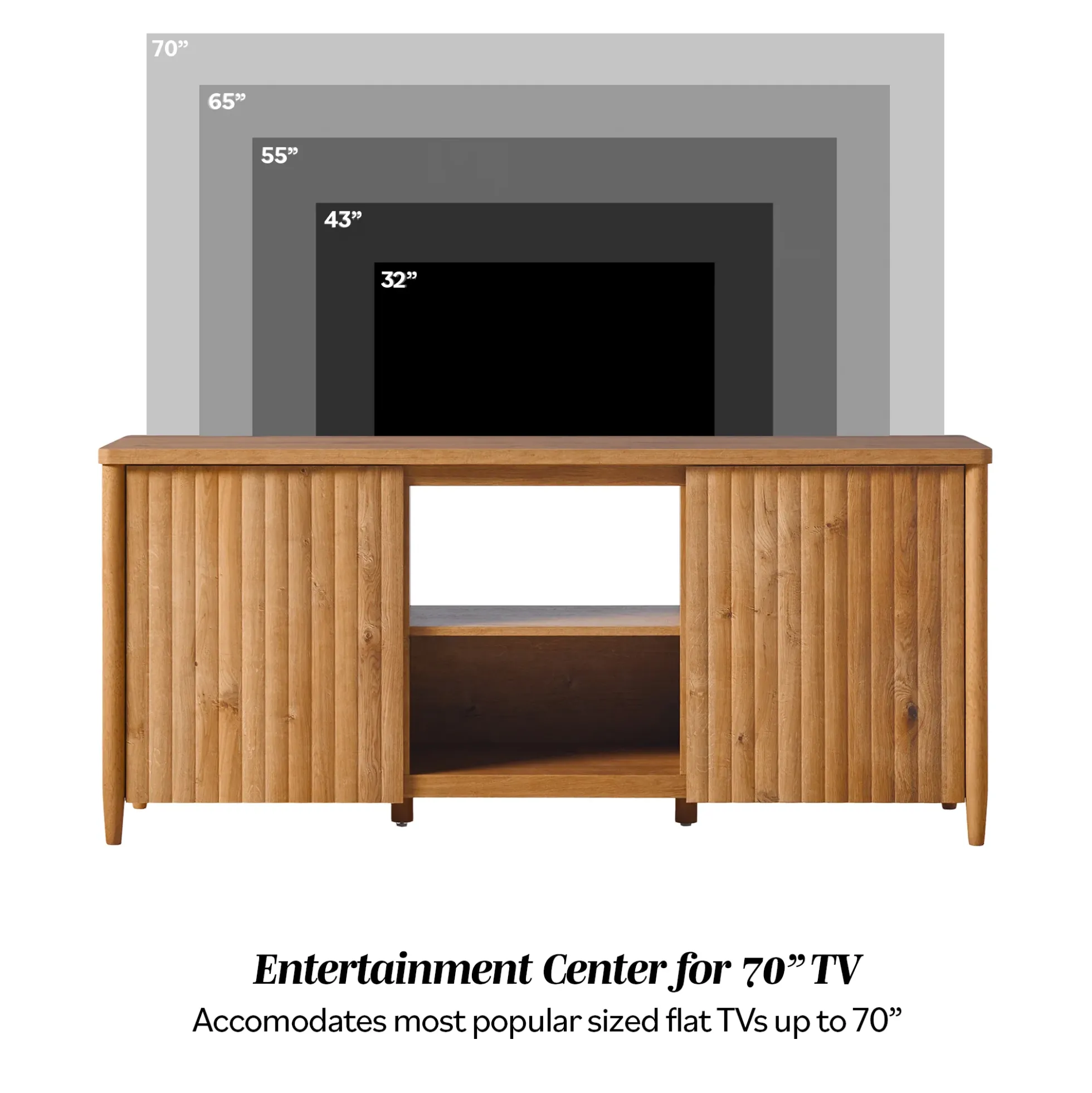 Flynn Scandinavian Reeded TV Stand with Storage