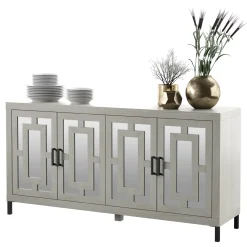 Geometric Mirrored Doors Buffet Sideboard