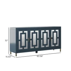 Geometric Mirrored Doors Buffet Sideboard