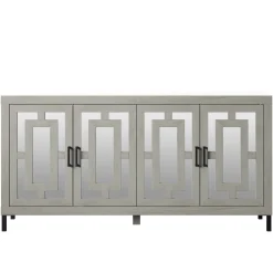 Geometric Mirrored Doors Buffet Sideboard