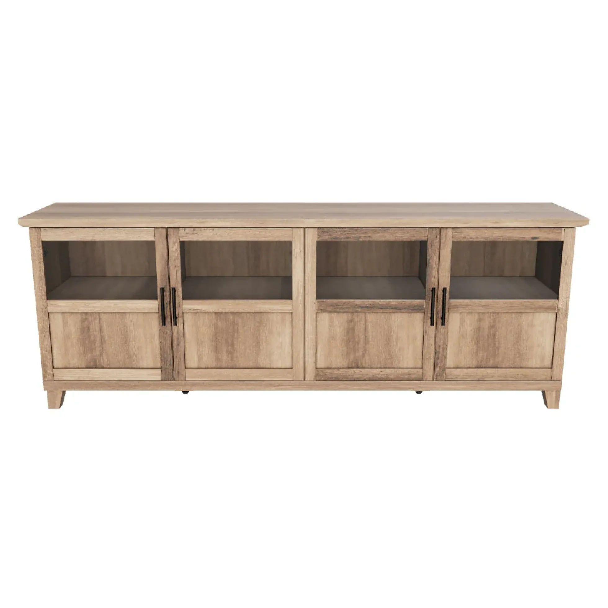 Goodwin 70" TV Stand with Glass and Wood 4 Panel Doors
