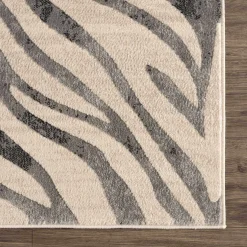 Gray Ecorse Zebra Print Area Rug