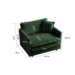 Green Cloud Pillow Top Chenille Upholstered Sofa Chair
