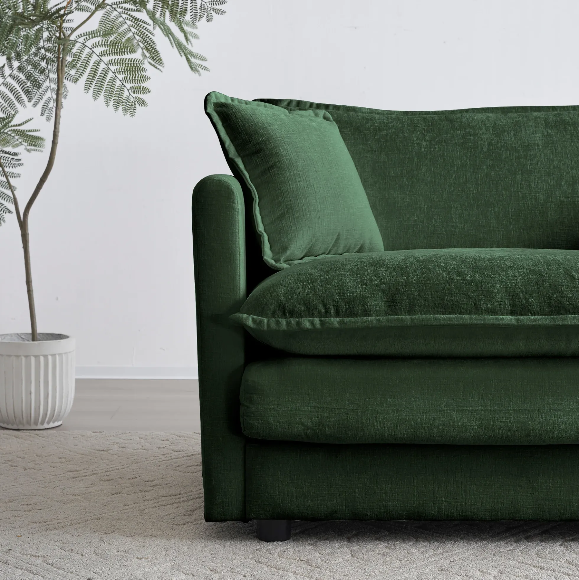 Green Cloud Pillow Top Chenille Upholstered Sofa Chair