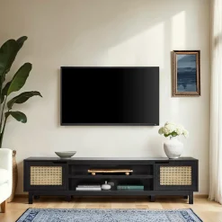 Hamkke Boho 2-Door Faux Rattan TV Stand