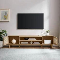 Hamkke Boho 2-Door Faux Rattan TV Stand
