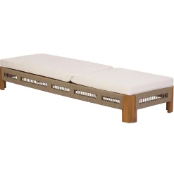 Handwoven Rope Accents Acacia Wood Outdoor Chaise Lounge