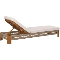 Handwoven Rope Accents Acacia Wood Outdoor Chaise Lounge