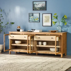 Harlow Modern Easy Assembly Glass Door 70” Sideboard TV Stand