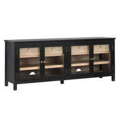 Harlow Modern Easy Assembly Glass Door 70” Sideboard TV Stand