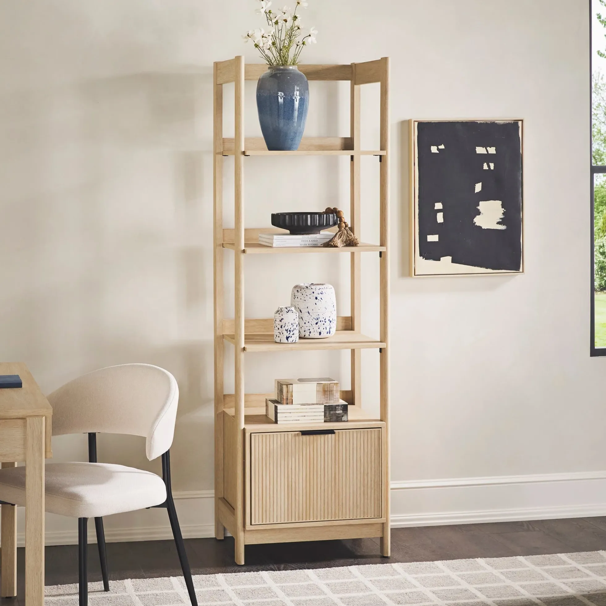 Holmes Modern Scandinavian Reeded Bookshelf
