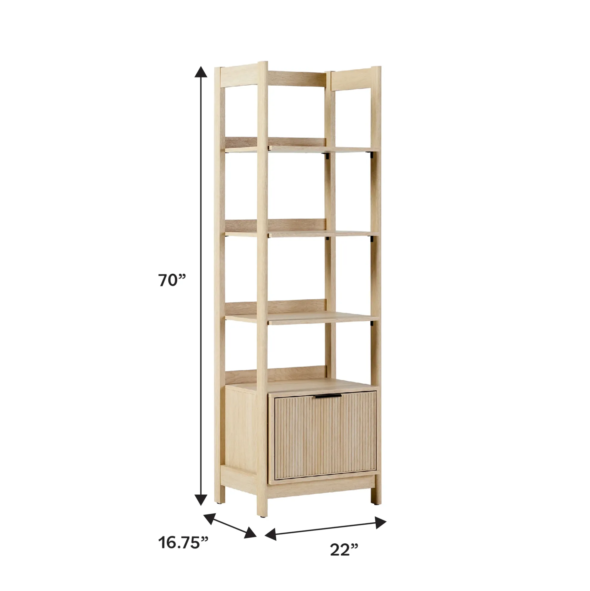 Holmes Modern Scandinavian Reeded Bookshelf