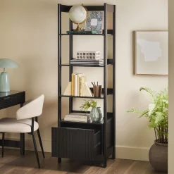 Holmes Modern Scandinavian Reeded Bookshelf