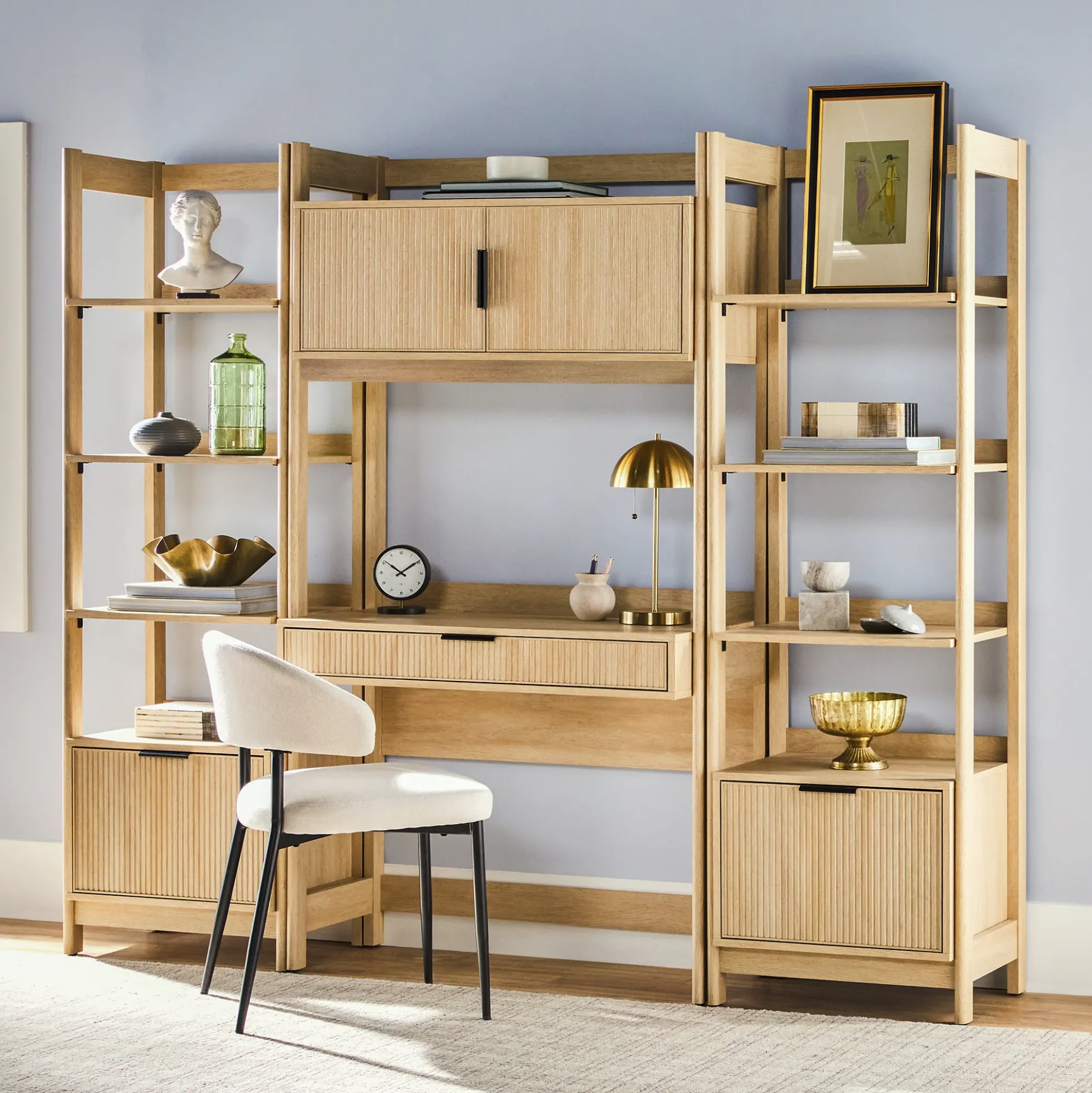 Holmes Modern Scandinavian Reeded Bookshelf