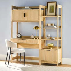 Holmes Modern Scandinavian Reeded Bookshelf