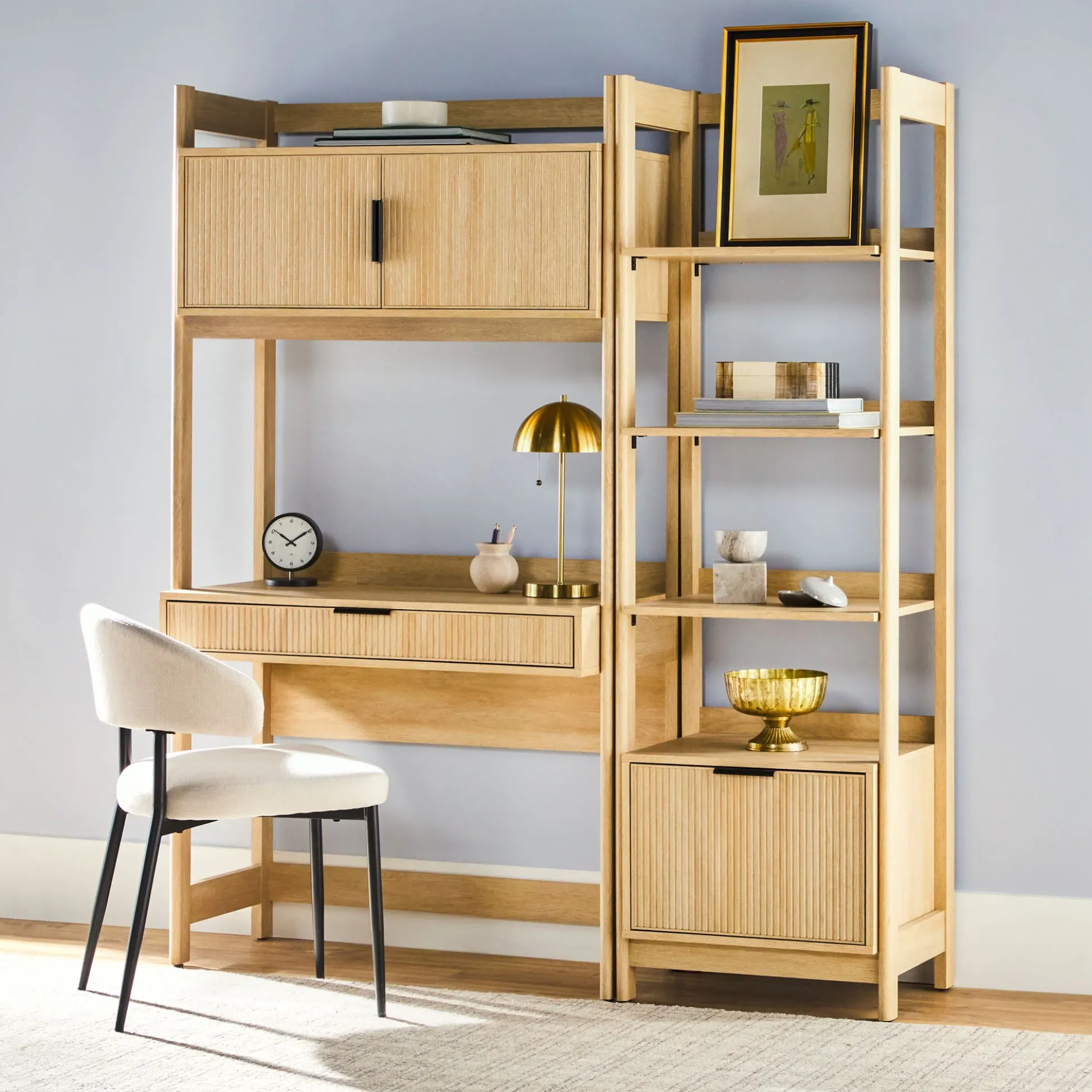 Holmes Modern Scandinavian Reeded Bookshelf