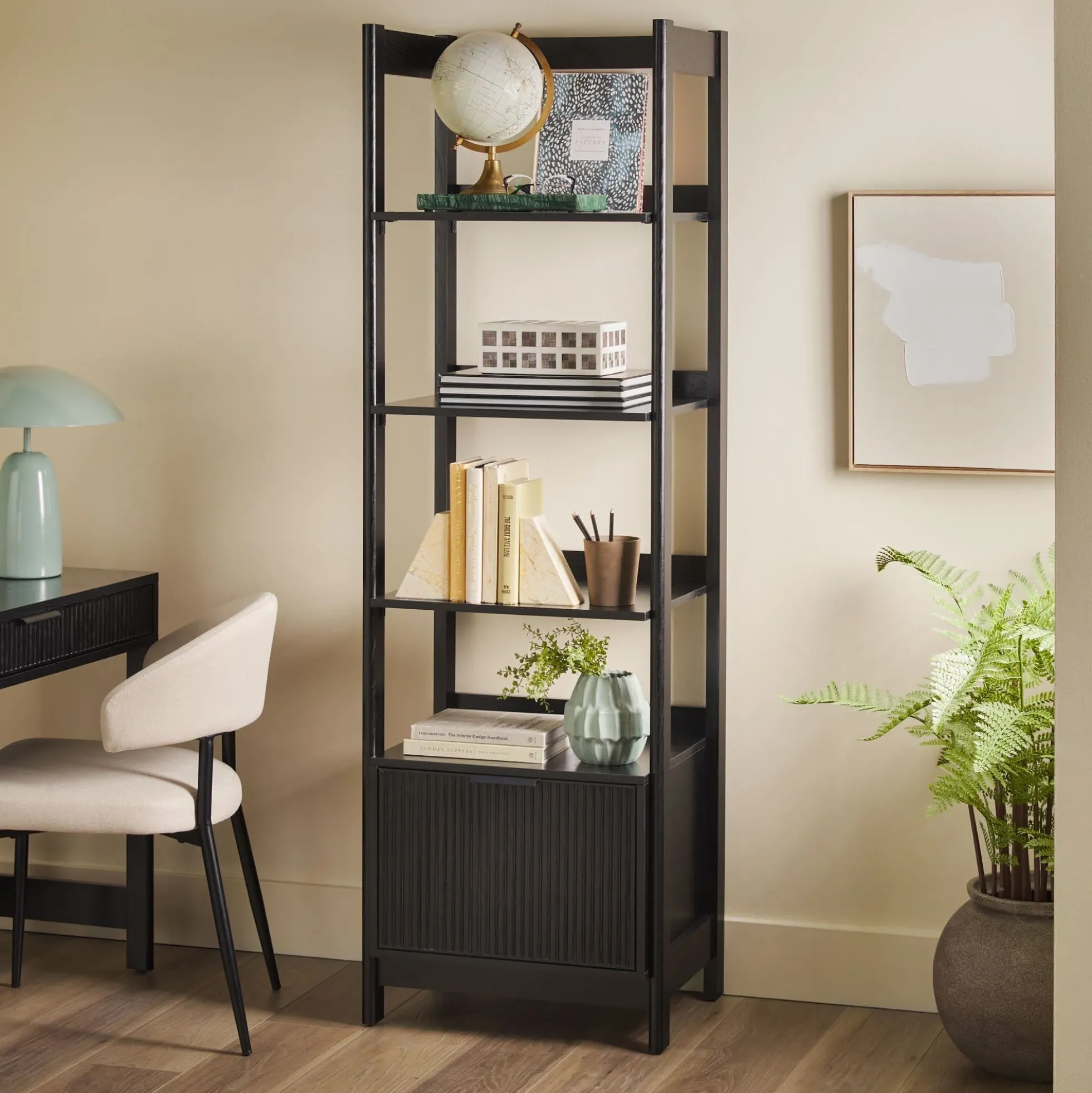 Holmes Modern Scandinavian Reeded Bookshelf