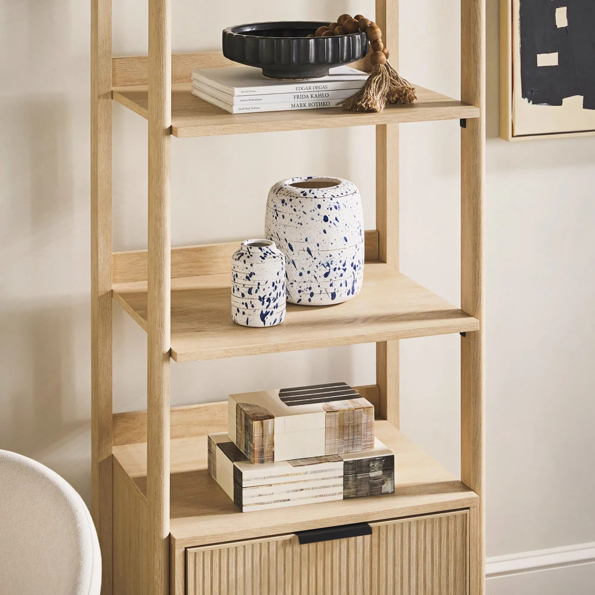 Holmes Modern Scandinavian Reeded Bookshelf