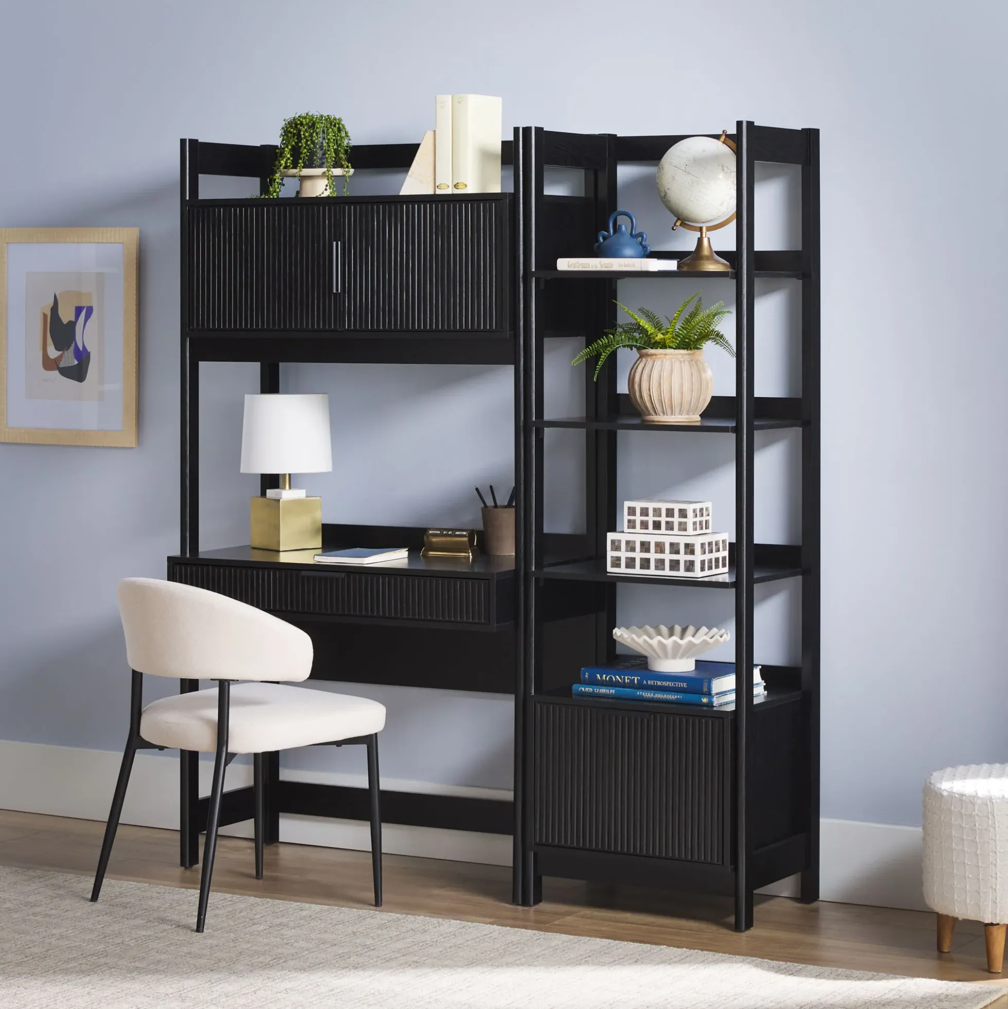 Holmes Modern Scandinavian Reeded Bookshelf