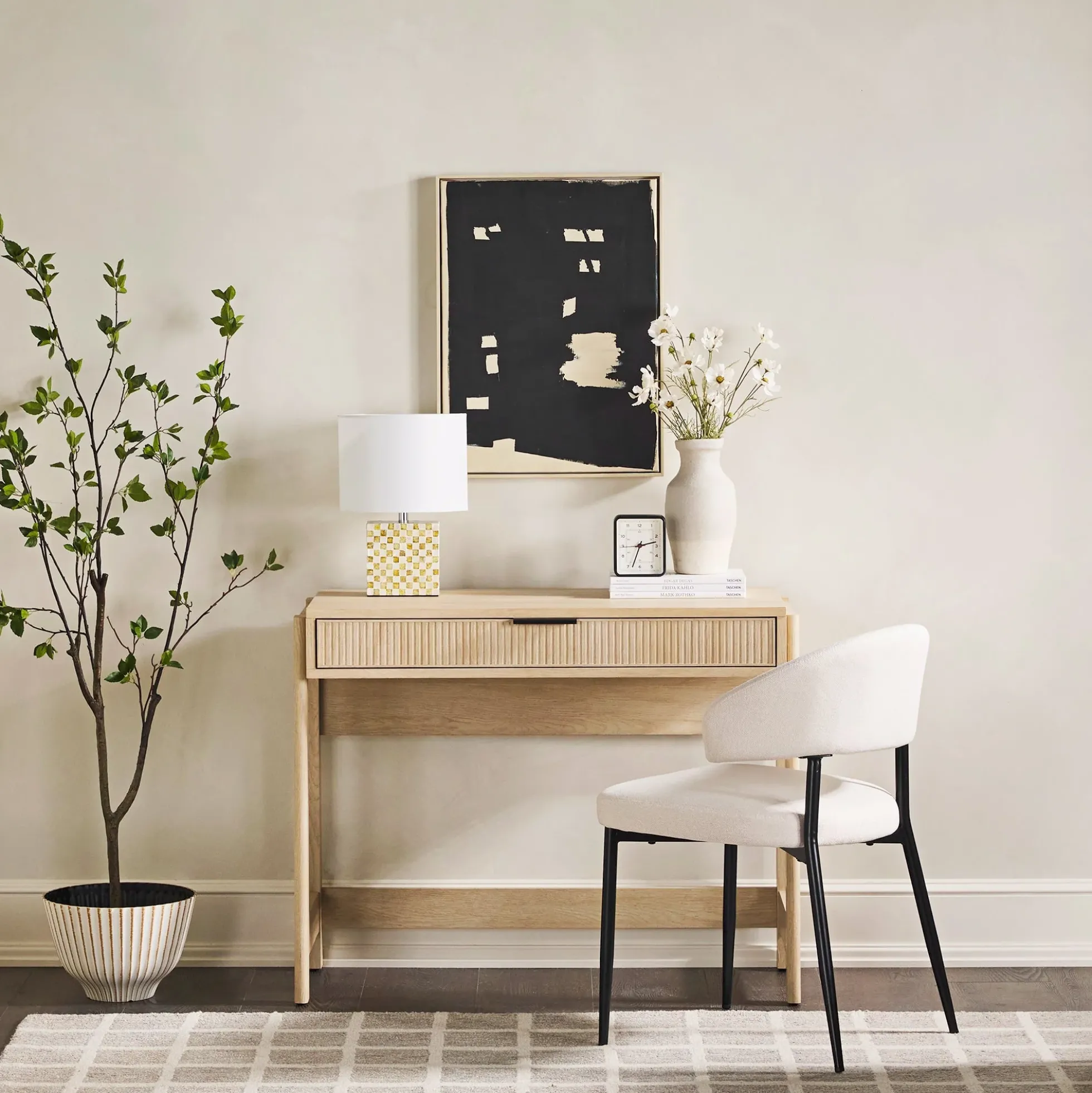 Holmes Modern Scandinavian Reeded Writing Desk