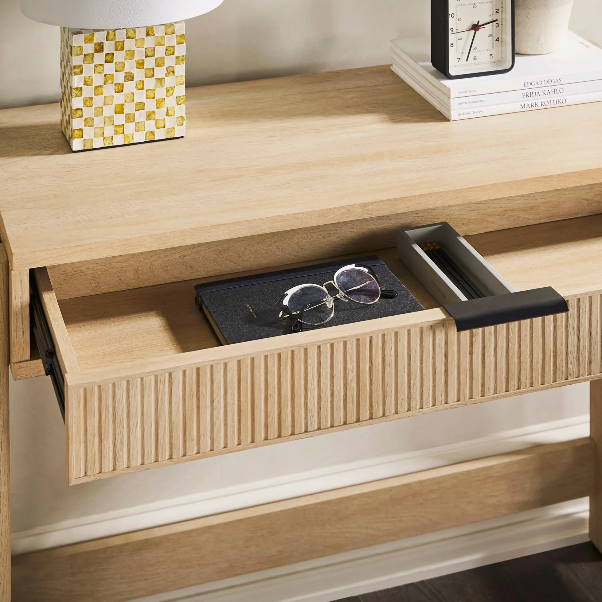 Holmes Modern Scandinavian Reeded Writing Desk