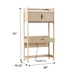 Holmes Modern Scandinavian Reeded Writing Storage Desk with USB