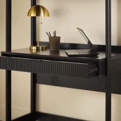 Holmes Modern Scandinavian Reeded Writing Storage Desk with USB
