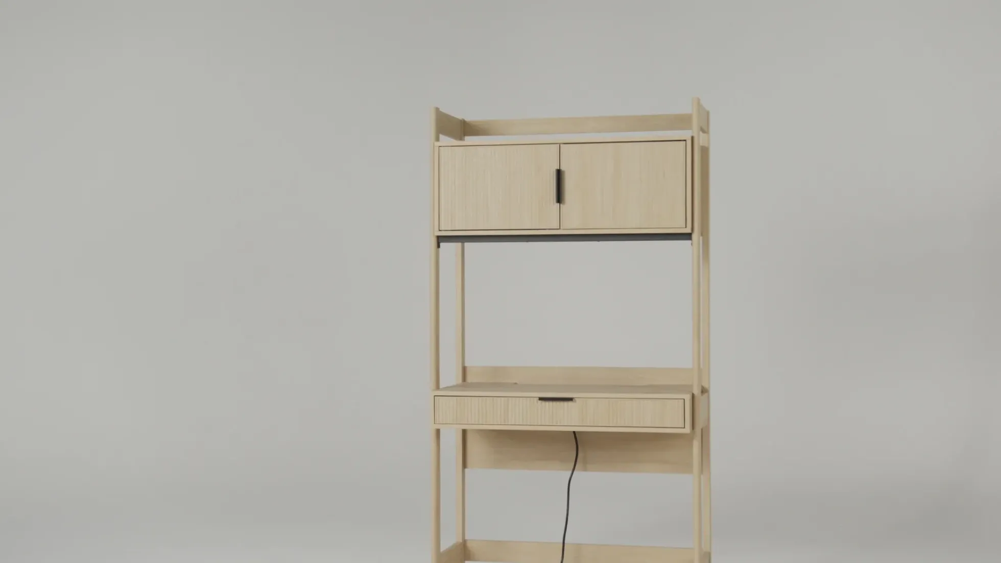 Holmes Modern Scandinavian Reeded Writing Storage Desk with USB