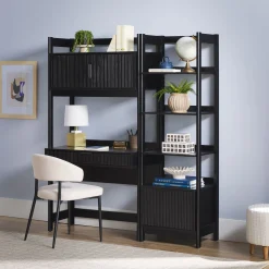 Holmes Modern Scandinavian Reeded Writing Storage Desk with USB