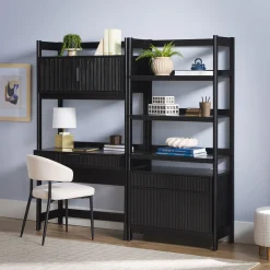Holmes Modern Scandinavian Reeded Writing Storage Desk with USB