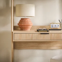 Holmes Modern Scandinavian Reeded Writing Storage Desk with USB