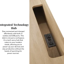Holmes Modern Scandinavian Reeded Writing Storage Desk with USB