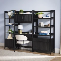 Holmes Modern Scandinavian Reeded Writing Storage Desk with USB