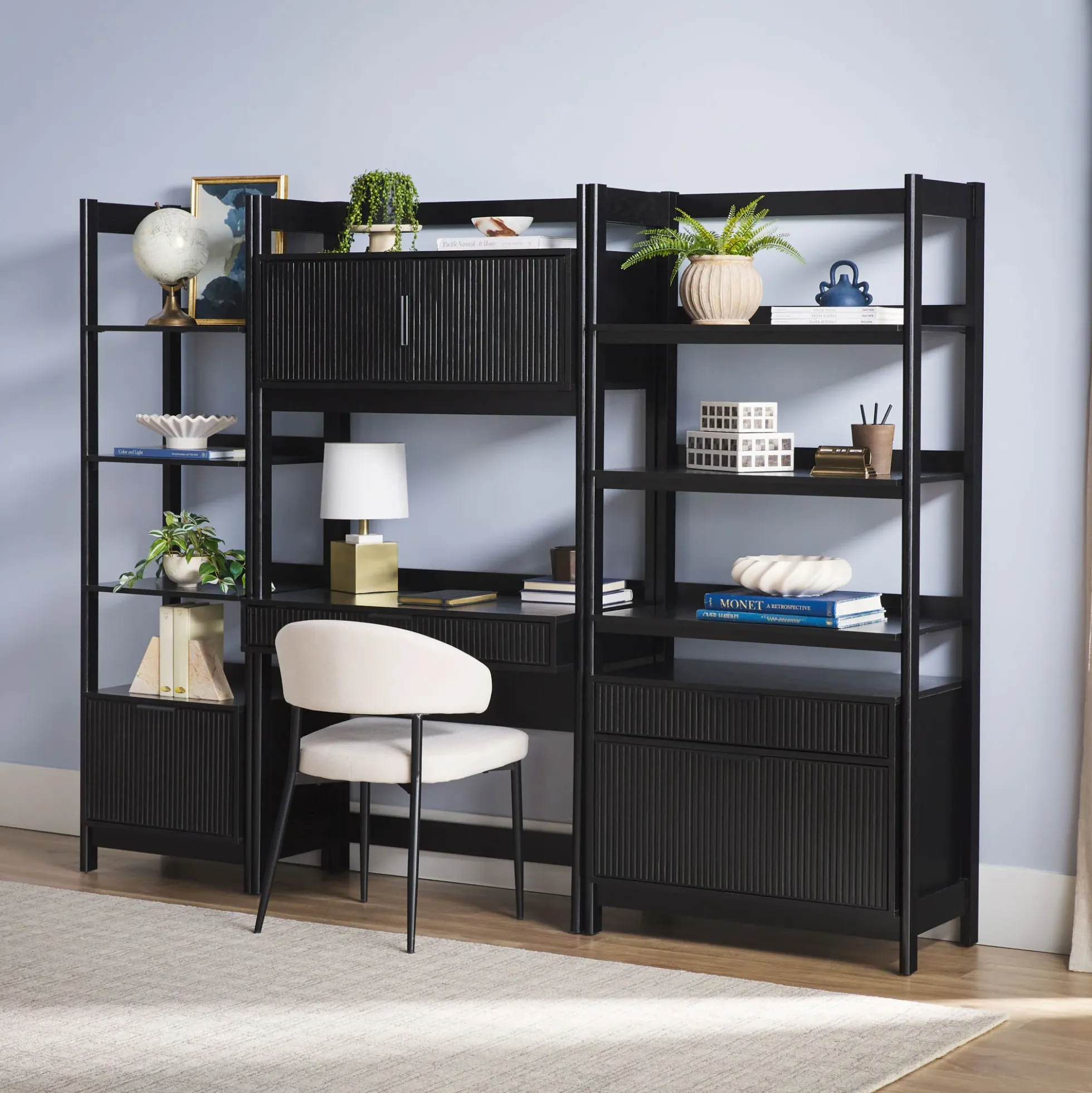 Holmes Modern Scandinavian Reeded Writing Storage Desk with USB