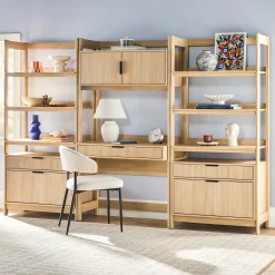 Holmes Modern Scandinavian Reeded Wide Bookshelf