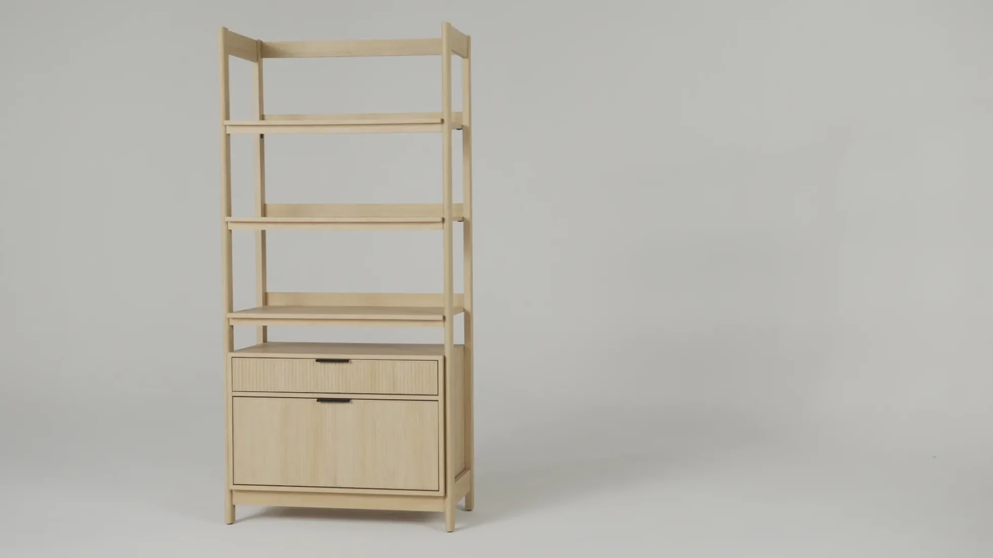 Holmes Modern Scandinavian Reeded Wide Bookshelf