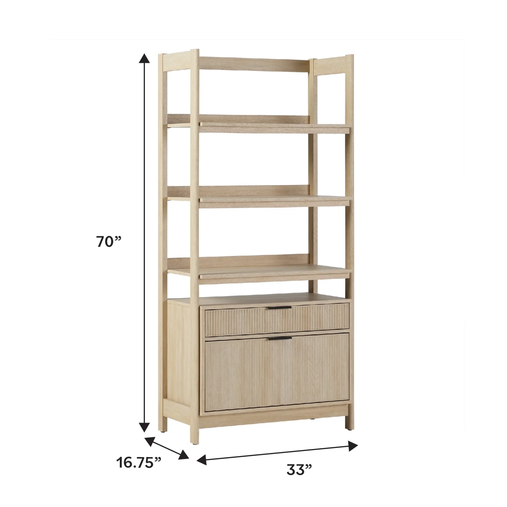 Holmes Modern Scandinavian Reeded Wide Bookshelf