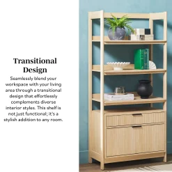 Holmes Modern Scandinavian Reeded Wide Bookshelf