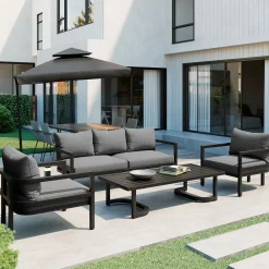 Iconic Arch Curve Steel Outdoor Patio Sofa Set