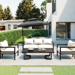Iconic Arch Curve Steel Outdoor Patio Sofa Set