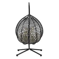 Indoor/Outdoor Rattan Hanging Egg Hammock Chair with Stand & Cushion